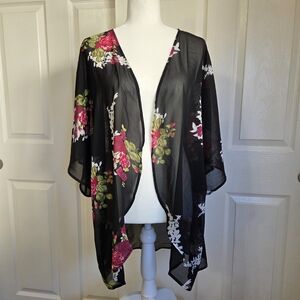 Floral Black Kimono Jacket